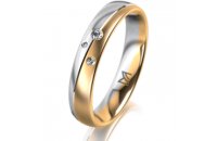 Ring 18 Karat Gelbgold/950 Platin 4.0 mm l&auml;ngsmatt 3...