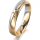 Ring 18 Karat Gelbgold/950 Platin 4.0 mm längsmatt 3 Brillanten G vs Gesamt 0,030ct