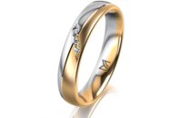 Ring 18 Karat Gelbgold/950 Platin 4.0 mm l&auml;ngsmatt 4...