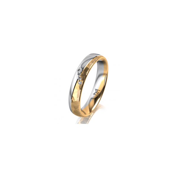 Ring 18 Karat Gelbgold/950 Platin 4.0 mm diamantmatt 4 Brillanten G vs Gesamt 0,020ct