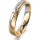 Ring 18 Karat Gelbgold/950 Platin 4.0 mm l&auml;ngsmatt 5 Brillanten G vs Gesamt 0,035ct