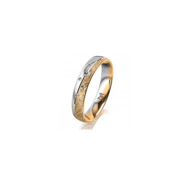 Ring 18 Karat Gelbgold/950 Platin 4.0 mm kristallmatt 5 Brillanten G vs Gesamt 0,035ct