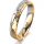 Ring 18 Karat Gelbgold/950 Platin 4.0 mm diamantmatt 5 Brillanten G vs Gesamt 0,035ct