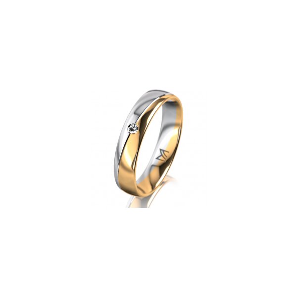 Ring 18 Karat Gelbgold/950 Platin 4.5 mm poliert 1 Brillant G vs 0,025ct