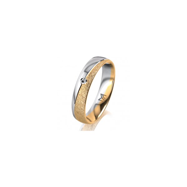 Ring 18 Karat Gelbgold/950 Platin 4.5 mm kreismatt 1 Brillant G vs 0,025ct