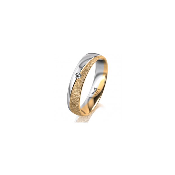 Ring 18 Karat Gelbgold/950 Platin 4.5 mm kristallmatt 1 Brillant G vs 0,025ct