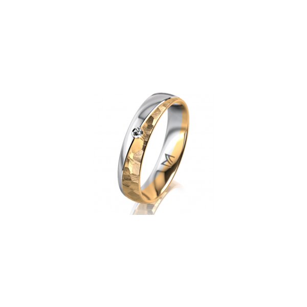 Ring 18 Karat Gelbgold/950 Platin 4.5 mm diamantmatt 1 Brillant G vs 0,025ct