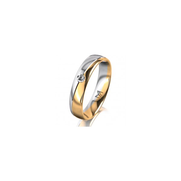 Ring 18 Karat Gelbgold/950 Platin 4.5 mm poliert 1 Brillant G vs 0,050ct