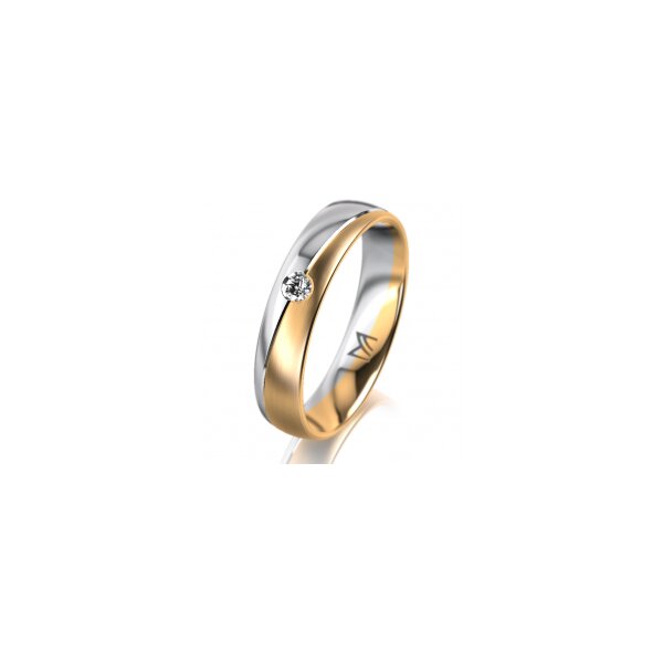 Ring 18 Karat Gelbgold/950 Platin 4.5 mm längsmatt 1 Brillant G vs 0,050ct