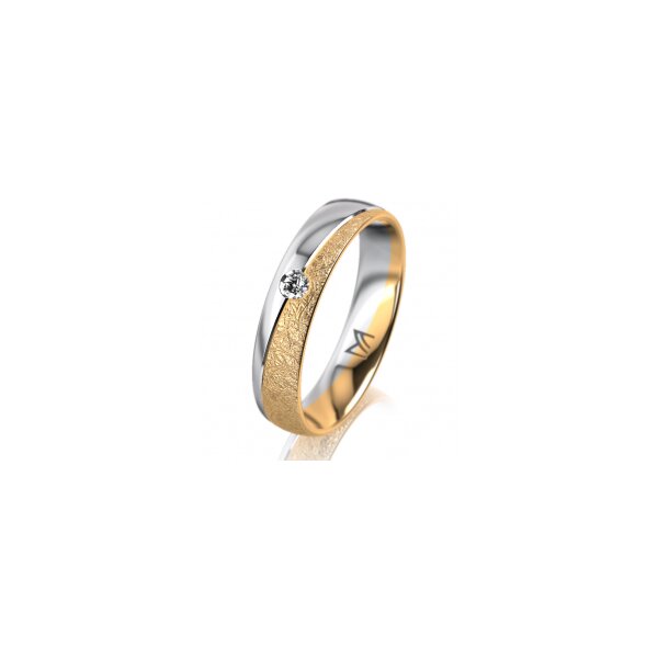 Ring 18 Karat Gelbgold/950 Platin 4.5 mm kreismatt 1 Brillant G vs 0,050ct