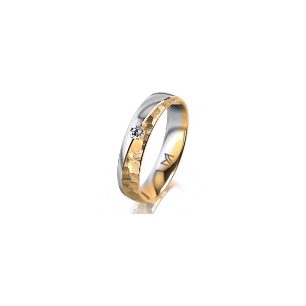 Ring 18 Karat Gelbgold/950 Platin 4.5 mm diamantmatt 1 Brillant G vs 0,050ct