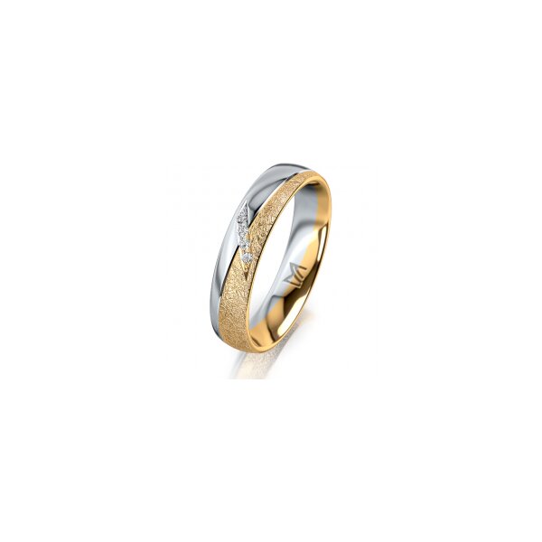 Ring 18 Karat Gelbgold/950 Platin 4.5 mm kreismatt 4 Brillanten G vs Gesamt 0,025ct