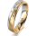 Ring 18 Karat Gelbgold/950 Platin 4.5 mm sandmatt 5 Brillanten G vs Gesamt 0,045ct