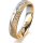 Ring 18 Karat Gelbgold/950 Platin 4.5 mm kristallmatt 5 Brillanten G vs Gesamt 0,045ct
