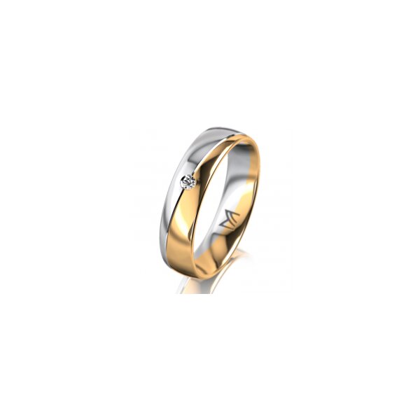Ring 18 Karat Gelbgold/950 Platin 5.0 mm poliert 1 Brillant G vs 0,025ct