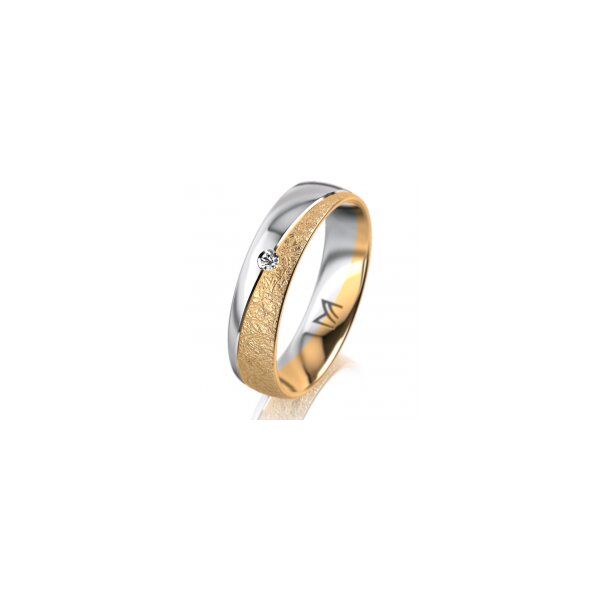 Ring 18 Karat Gelbgold/950 Platin 5.0 mm kreismatt 1 Brillant G vs 0,025ct
