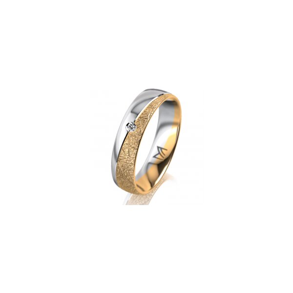 Ring 18 Karat Gelbgold/950 Platin 5.0 mm kristallmatt 1 Brillant G vs 0,025ct