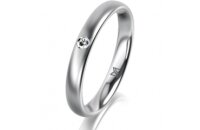 Ring 18 Karat Weissgold 3.0 mm l&auml;ngsmatt 1 Brillant...