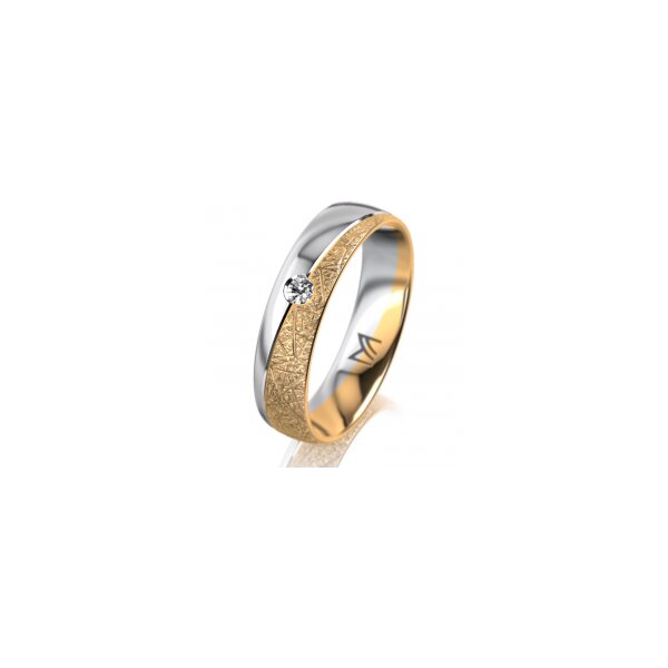 Ring 18 Karat Gelbgold/950 Platin 5.0 mm kristallmatt 1 Brillant G vs 0,050ct