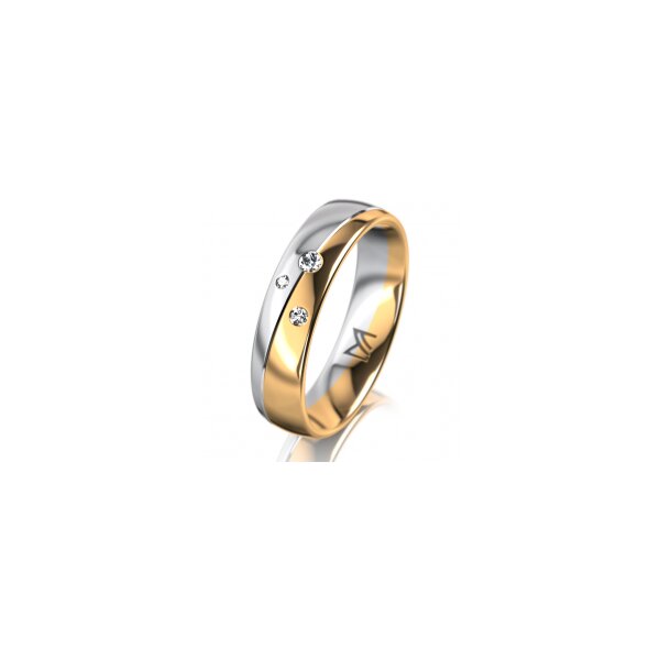 Ring 18 Karat Gelbgold/950 Platin 5.0 mm poliert 3 Brillanten G vs Gesamt 0,040ct