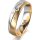 Ring 18 Karat Gelbgold/950 Platin 5.0 mm längsmatt 3 Brillanten G vs Gesamt 0,040ct