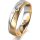 Ring 18 Karat Gelbgold/950 Platin 5.0 mm l&auml;ngsmatt 3 Brillanten G vs Gesamt 0,040ct