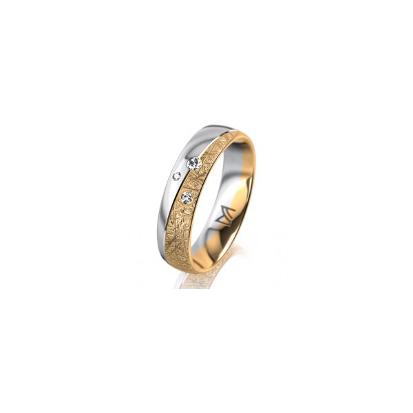 Ring 18 Karat Gelbgold/950 Platin 5.0 mm kristallmatt 3 Brillanten G vs Gesamt 0,040ct
