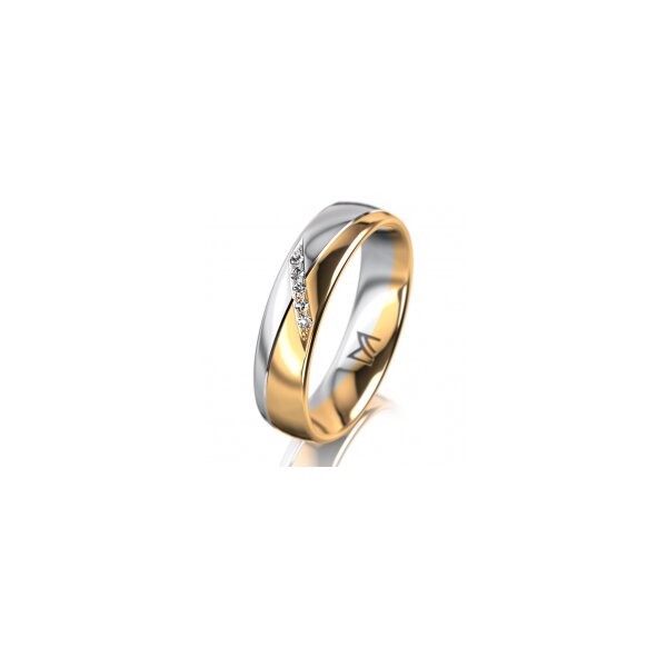 Ring 18 Karat Gelbgold/950 Platin 5.0 mm poliert 5 Brillanten G vs Gesamt 0,035ct