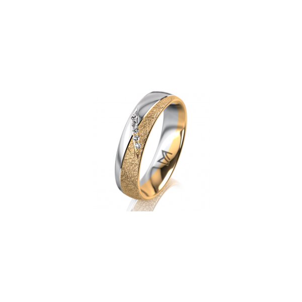 Ring 18 Karat Gelbgold/950 Platin 5.0 mm kristallmatt 5 Brillanten G vs Gesamt 0,035ct