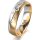 Ring 18 Karat Gelbgold/950 Platin 5.0 mm längsmatt 5 Brillanten G vs Gesamt 0,055ct