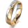 Ring 18 Karat Gelbgold/950 Platin 5.0 mm l&auml;ngsmatt 5 Brillanten G vs Gesamt 0,055ct