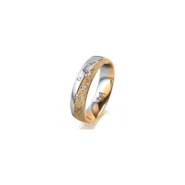 Ring 18 Karat Gelbgold/950 Platin 5.0 mm kristallmatt 5 Brillanten G vs Gesamt 0,055ct