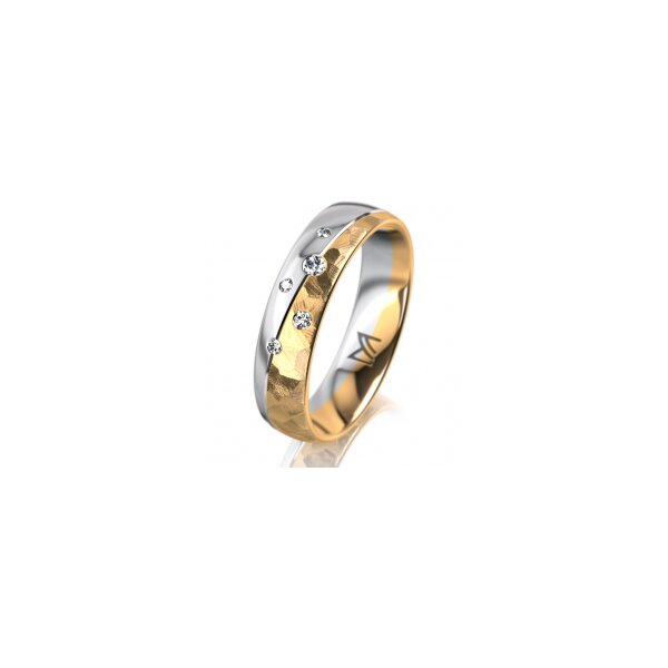 Ring 18 Karat Gelbgold/950 Platin 5.0 mm diamantmatt 5 Brillanten G vs Gesamt 0,055ct