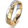 Ring 18 Karat Gelbgold/950 Platin 5.0 mm diamantmatt 5 Brillanten G vs Gesamt 0,055ct
