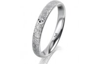 Ring 18 Karat Weissgold 3.0 mm kristallmatt 1 Brillant G...