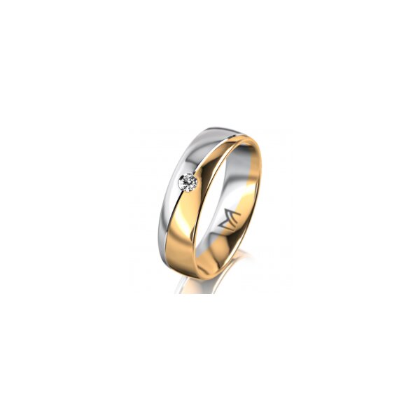 Ring 18 Karat Gelbgold/950 Platin 5.5 mm poliert 1 Brillant G vs 0,050ct