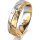 Ring 18 Karat Gelbgold/950 Platin 5.5 mm diamantmatt 3 Brillanten G vs Gesamt 0,050ct