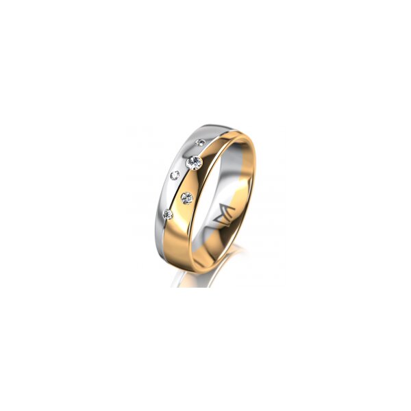Ring 18 Karat Gelbgold/950 Platin 5.5 mm poliert 5 Brillanten G vs Gesamt 0,065ct