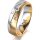 Ring 18 Karat Gelbgold/950 Platin 5.5 mm l&auml;ngsmatt 5 Brillanten G vs Gesamt 0,065ct