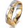 Ring 18 Karat Gelbgold/950 Platin 5.5 mm diamantmatt 5 Brillanten G vs Gesamt 0,065ct