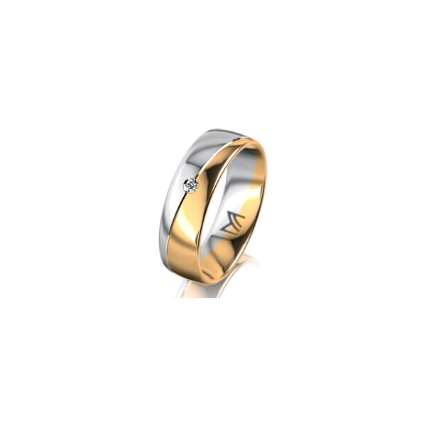 Ring 18 Karat Gelbgold/950 Platin 6.0 mm poliert 1 Brillant G vs 0,025ct