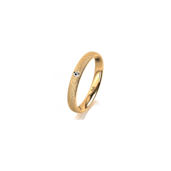 Ring 14 Karat Gelbgold 3.0 mm kreismatt 1 Brillant G vs 0,025ct