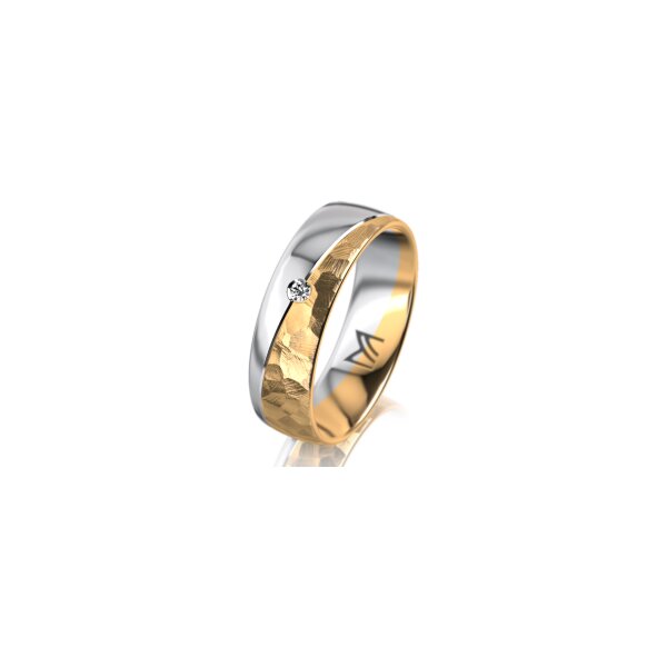 Ring 18 Karat Gelbgold/950 Platin 6.0 mm diamantmatt 1 Brillant G vs 0,025ct