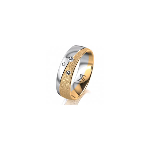Ring 18 Karat Gelbgold/950 Platin 6.0 mm kreismatt 3 Brillanten G vs Gesamt 0,060ct