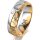 Ring 18 Karat Gelbgold/950 Platin 6.0 mm diamantmatt 3 Brillanten G vs Gesamt 0,060ct