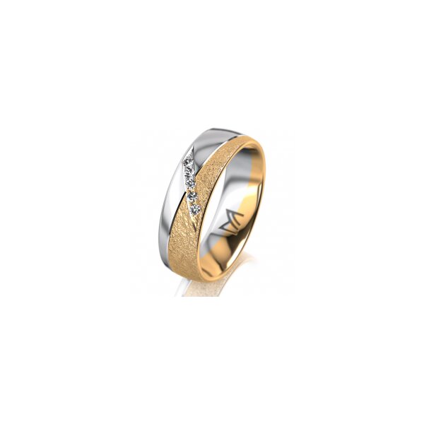 Ring 18 Karat Gelbgold/950 Platin 6.0 mm kreismatt 5 Brillanten G vs Gesamt 0,065ct