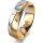 Ring 18 Karat Gelbgold/950 Platin 6.0 mm l&auml;ngsmatt 5 Brillanten G vs Gesamt 0,080ct