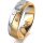 Ring 18 Karat Gelbgold/950 Platin 6.0 mm sandmatt 5 Brillanten G vs Gesamt 0,080ct