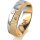 Ring 18 Karat Gelbgold/950 Platin 6.0 mm kreismatt 5 Brillanten G vs Gesamt 0,080ct