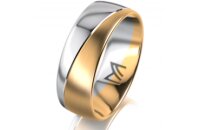 Ring 18 Karat Gelbgold/950 Platin 7.0 mm l&auml;ngsmatt